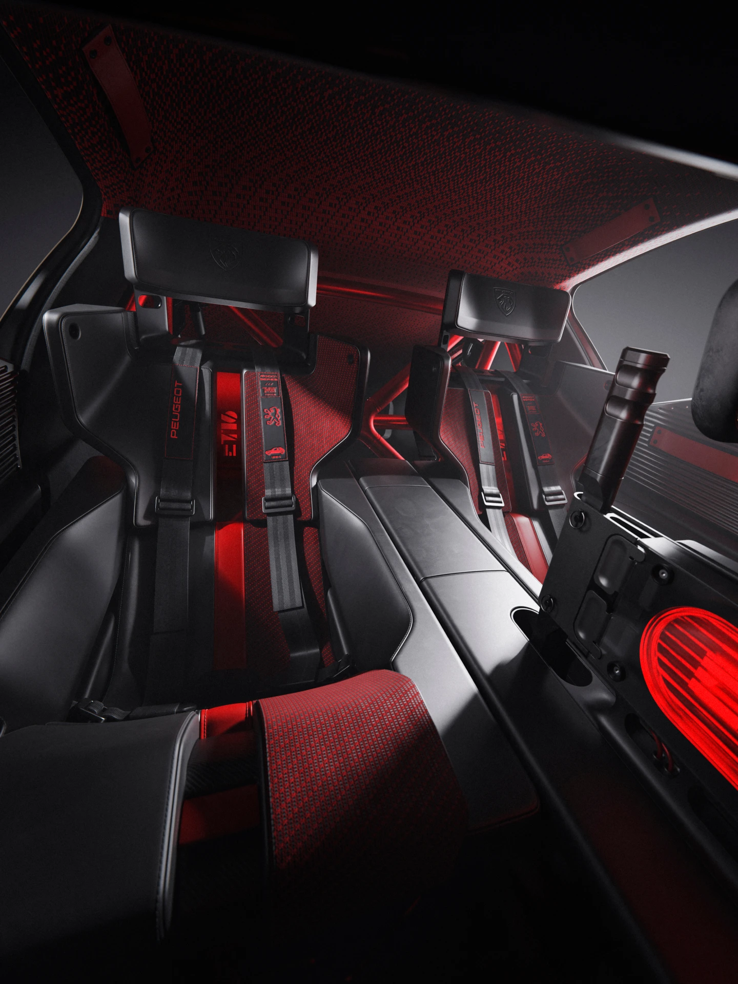 PEUGEOT E-T16 Concept, sedili a guscio bicolore con scocca in carbonio