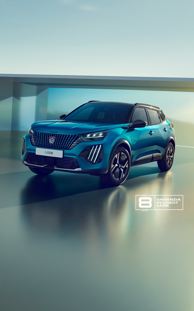 New SUV PEUGEOT E-2008 Obsession Blue front view