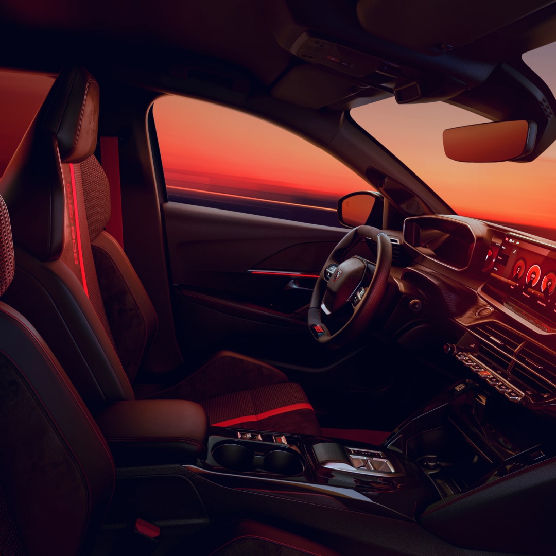 Dettaglio del sedile della nuova PEUGEOT E‑208 GTi